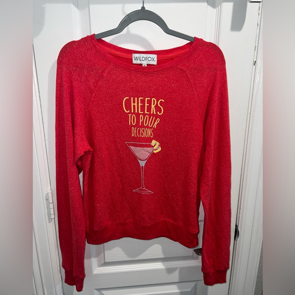 Wildfox Red “Cheers to Pour Decisions” Pullover